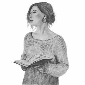 illustration dessin portrait crayon femme livre liseuse roman lecture