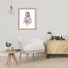 Mockup illustration dessin portrait crayon aquarelle femme bouquet fleurs