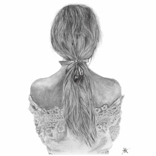 illustration femme dessin portrait crayon queue de cheval coiffure