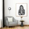 mockup illustration dessin portrait crayon femme salon livre liseuse lecture roman