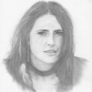 dessin illustration portrait realiste femme star chanteuse rock groupe musique crayon