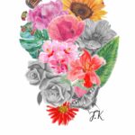 tatouage dessin realiste fleurs montage photo coeur crayon couleurs