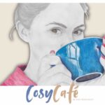 affiche illustration dessin realiste crayon couleurs cafe tasse femme decoration