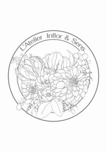 logo fleurs fleuriste bouquet line art dessin
