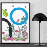 affiche Deco paysagiste logo mis en scene elements floraux vegetaux