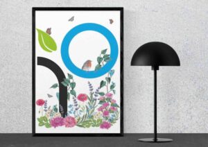 affiche Deco paysagiste logo mis en scene elements floraux vegetaux