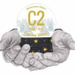 carte voeux nouvelle année agence communication boule neige main au crayon sapin