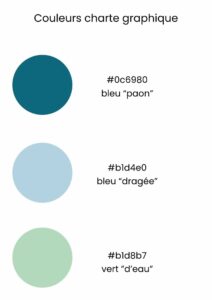 charte graphique couleurs police bleu canard vert eau