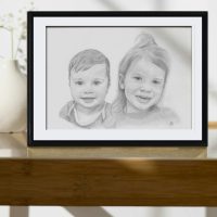 portrait realiste dessin illustration enfant bebe offrir cadeau Noel anniversaire