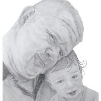 portrait dessin illustration realiste realisme famille grand pere papa maman petit fils fille enfant