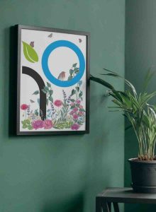 affiche Deco paysagiste logo moderne illustrations au crayons de couleur
